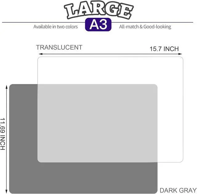 Alt view image 2 of 7 - LEOBRO Silicone Mat for Resin Molds, 2 PCS 15.7" x 11.7" Play Dough Mat, Silicone Mats for Crafts, Jewelry Molds Mats, for Resin, Clay, Paint, Dark Gray & Clear