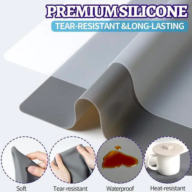 Alt view image 6 of 7 - LEOBRO Silicone Mat for Resin Molds, 2 PCS 15.7" x 11.7" Play Dough Mat, Silicone Mats for Crafts, Jewelry Molds Mats, for Resin, Clay, Paint, Dark Gray & Clear