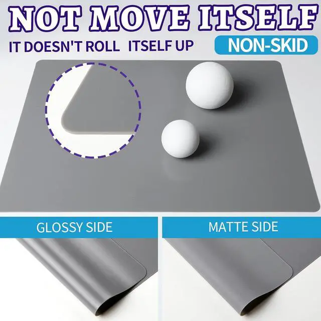 Alt view image 7 of 7 - LEOBRO Silicone Mat for Resin Molds, 2 PCS 15.7" x 11.7" Play Dough Mat, Silicone Mats for Crafts, Jewelry Molds Mats, for Resin, Clay, Paint, Dark Gray & Clear