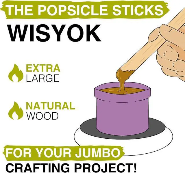 Alt view image 5 of 7 - WISYOK 8" Jumbo Craft Sticks, 60Pcs, Natural Wood | Large Popsicle Sticks, Ideal for Tongue Depressors, Ice Cream, Plant Labels, Hair Removal, DIY