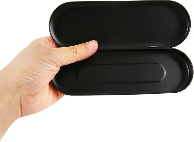 Alt view image 4 of 7 - Vagocom 2pcs Metal Hinged Storage Boxes,6.89x2.36x0.71inch / 17.5x6x1.8cm Portable Empty Containers Case with Lid for Bandaid,Seed,Match,Crafts,Sewing,Home,Travel(Black)
