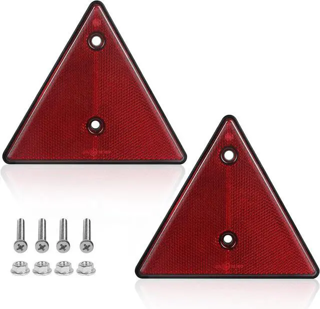 Main image of 2-Pack Triangle Safety Reflectors Red Trailer Screw Mount Reflector for Gate Posts, Suitable for Truck Trailer Tractor, Boats, Driveway, Mailbox, Golf Cart