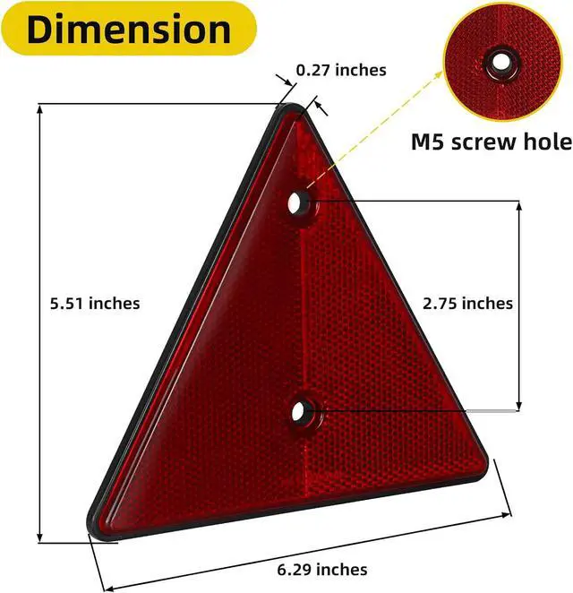 Alt view image 2 of 7 - 2-Pack Triangle Safety Reflectors Red Trailer Screw Mount Reflector for Gate Posts, Suitable for Truck Trailer Tractor, Boats, Driveway, Mailbox, Golf Cart