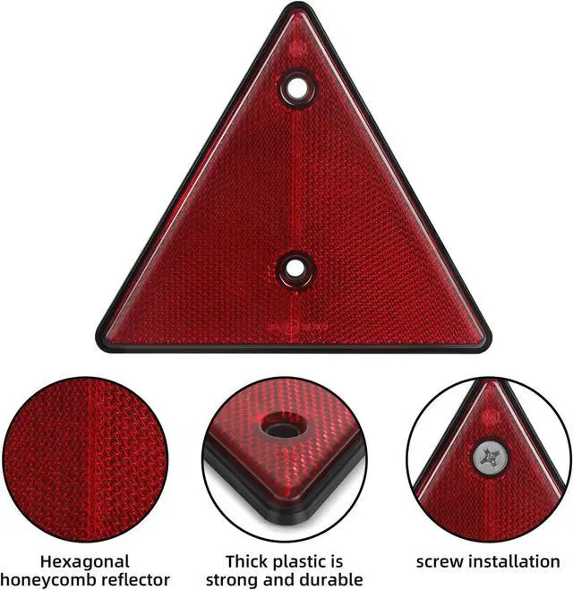 Alt view image 3 of 7 - 2-Pack Triangle Safety Reflectors Red Trailer Screw Mount Reflector for Gate Posts, Suitable for Truck Trailer Tractor, Boats, Driveway, Mailbox, Golf Cart