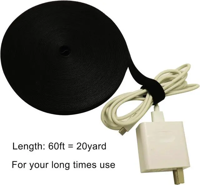 Alt view image 5 of 7 - 60ft x 1/2 Inch Hook and Loop Straps Double Sided Roll, Fastening Reusable Cable Ties Self Gripping, Adjustable Cord Straps Cable Management Tape for Home, Office, Wire Bundling