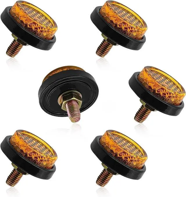 Main image of 6PCS Mini Reflector with with Bolts and Nuts Type M5 Universal Screw Tag Bolt, Round Reflector Decorative for Motorcycle, Motorcycle Bicycle Car Accessory (Yellow)