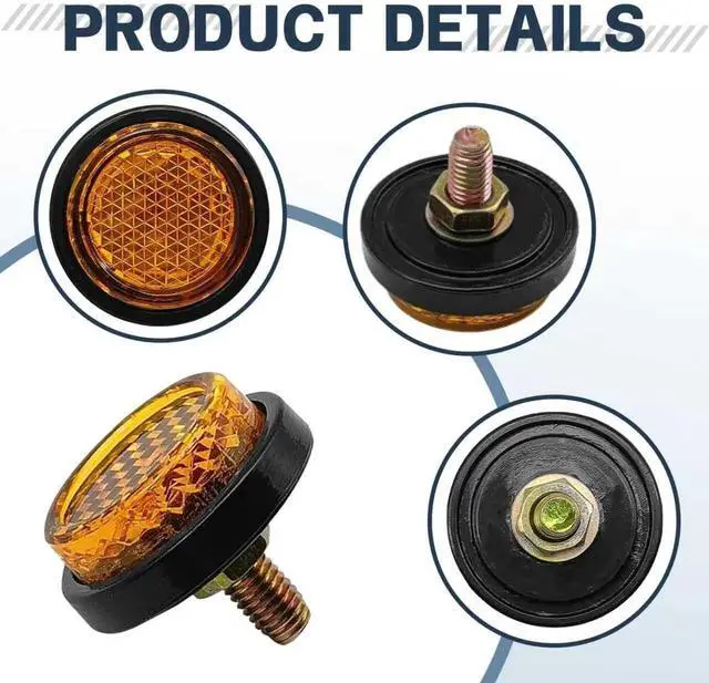 Alt view image 3 of 7 - 6PCS Mini Reflector with with Bolts and Nuts Type M5 Universal Screw Tag Bolt, Round Reflector Decorative for Motorcycle, Motorcycle Bicycle Car Accessory (Yellow)