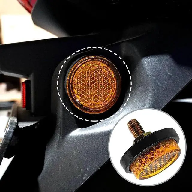 Alt view image 7 of 7 - 6PCS Mini Reflector with with Bolts and Nuts Type M5 Universal Screw Tag Bolt, Round Reflector Decorative for Motorcycle, Motorcycle Bicycle Car Accessory (Yellow)