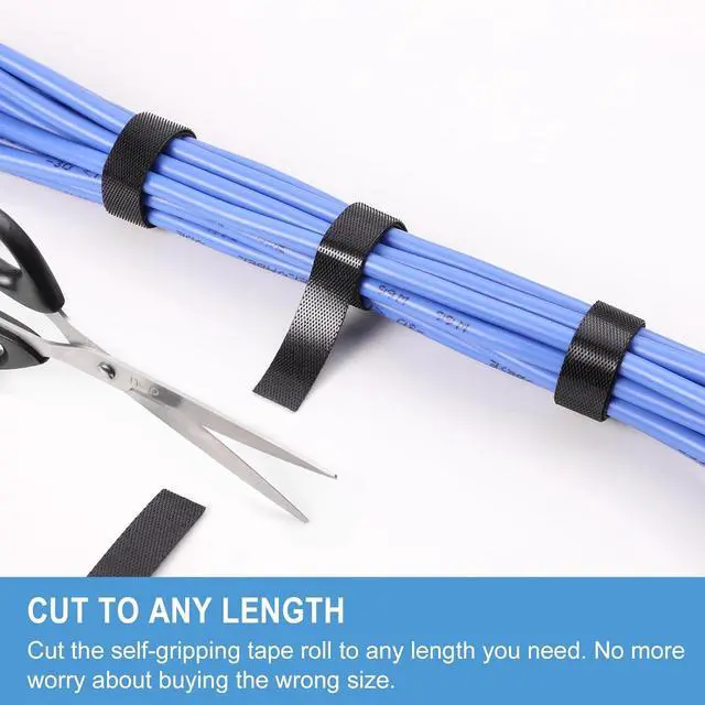 Alt view image 4 of 6 - 1 in x 30 ft Hook and Loop Roll | Double-Sided Strips, Self-Gripping Straps | Reusable Multi-Purpose Wrap Fasteners for Home, Office, Data Center, and More