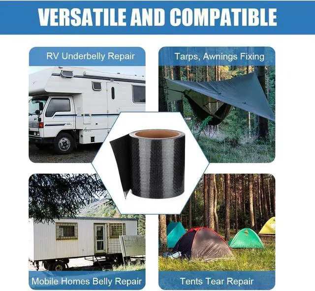 Alt view image 6 of 7 - Ramkle RV Underbelly Tape, 4" x 20' RV Underbelly Material, Waterproof Tape with Permanent Sealing Adhesive for RV, Camper Travel Trailer, Mobile Home, Tear Repair Patch