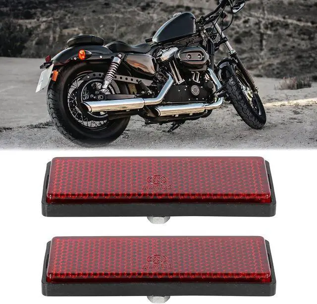 Alt view image 2 of 6 - F FIERCE CYCLE Pair M6x1.0 Red Rectangle Universal Screw Mount Reflective Warning Reflector for Motorcycle Bike