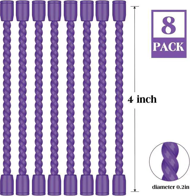Alt view image 2 of 7 - 8PCS 4 Inch Silicone Cable Ties, Reusable Bendable Rubber Twist Ties | Flexible Silicone, Bendable and Reusable; Strong Grip; for Cord Organizer, Cable Management, Home, Office, Travel