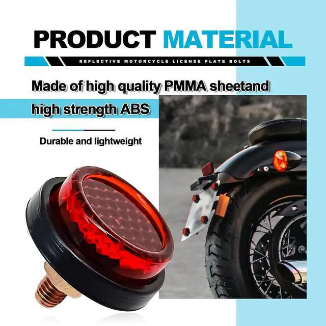 Alt view image 7 of 7 - 6 Pieces Reflectors Round Mini Decorative - Bolts and Nuts Nuts Mini Decorative M5 Screw Tag Bolt Round Reflective for Motorcycle Bike License Plate (Red)
