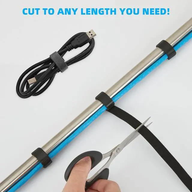 Alt view image 3 of 7 - 50 ft x 1/2 inch Hook and Loop Roll, Reusable Fastening Cable Ties, Multi-Purpose Cable Management Wire Ties Cable Straps for Organizing Home, Office and Data Centers