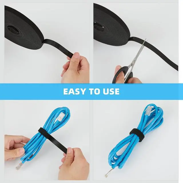 Alt view image 5 of 7 - 50 ft x 1/2 inch Hook and Loop Roll, Reusable Fastening Cable Ties, Multi-Purpose Cable Management Wire Ties Cable Straps for Organizing Home, Office and Data Centers
