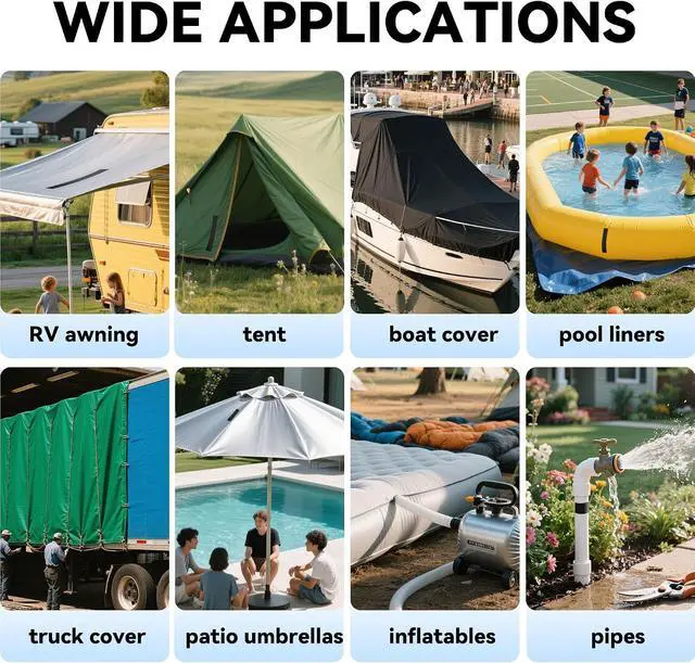 Alt view image 6 of 6 - RV Awning Repair Tape: 3" x 30FT Black Fabric Heavy Duty Waterproof Patch Kit for Sail Tent Boat Cover Outdoor Repair