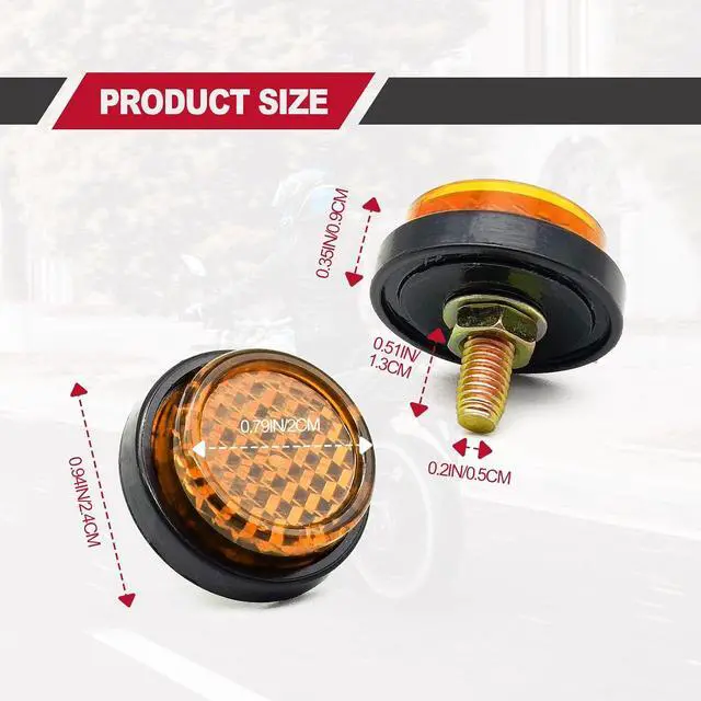 Alt view image 2 of 7 - 6 Pieces Reflectors Round Mini Decorative - Bolts and Nuts M5 Screw Tag Bolt - for Motorcycle Bike License Plate - Yellow