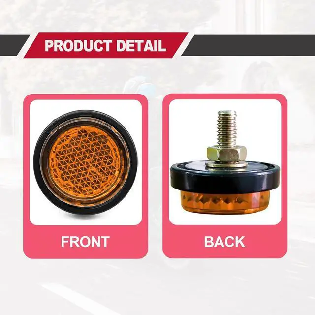 Alt view image 3 of 7 - 6 Pieces Reflectors Round Mini Decorative - Bolts and Nuts M5 Screw Tag Bolt - for Motorcycle Bike License Plate - Yellow