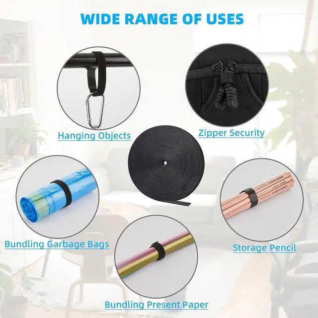 Alt view image 6 of 7 - 50 ft x 1/2 inch Hook and Loop Roll, Reusable Fastening Cable Ties, Multi-Purpose Cable Management Wire Ties Cable Straps for Organizing Home, Office and Data Centers