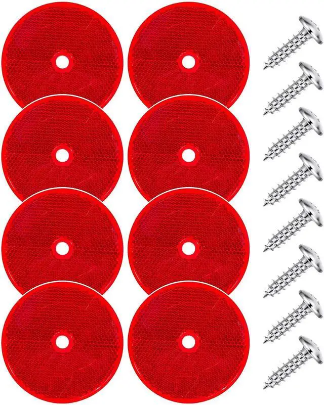 Main image of 16Pcs Red Round Mailbox Reflectors + Screw, Mailbox Reflectors, 3 Inch Reflectors for Car, Bike, Mailbox, Post, Trailer (Red)