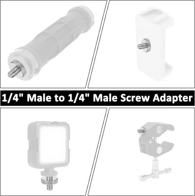 Alt view image 4 of 7 - Standard 1/4"-20 Male to 1/4"-20 Male Tripod Screw, 4 PCS Standard Camera Screw Adapter Converter Double Head Tripod Mounting Thread Light Stand Screws for Shoulder Rig Stud Mounting Accessories