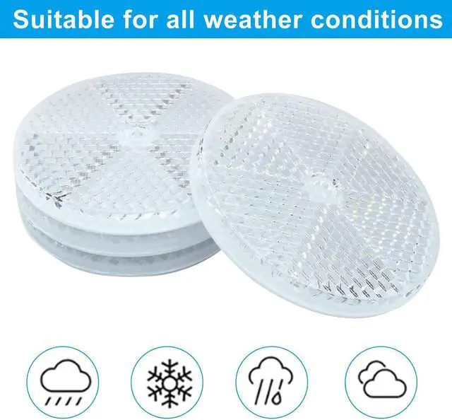 Alt view image 3 of 5 - 6 Pack White Round Reflector | Front Reflector, Mounting Screw Included, Safety Reflectors, For Driveway, Trailer, Posts