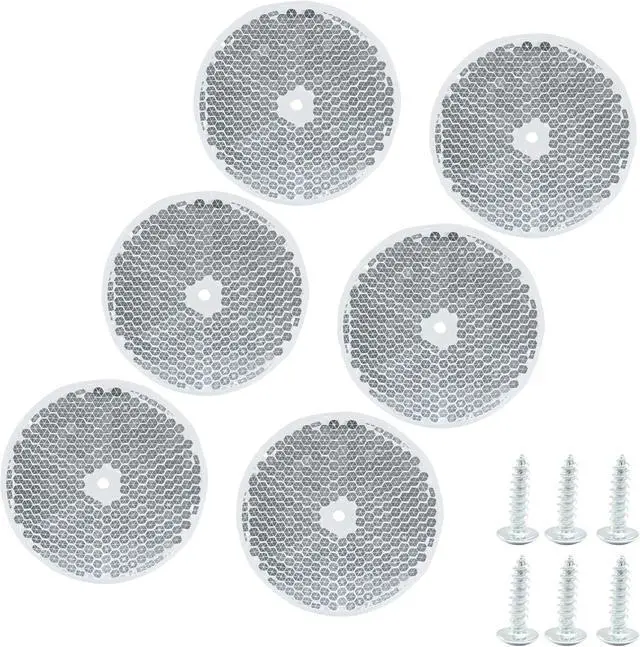 Alt view image 5 of 5 - 6 Pack White Round Reflector | Front Reflector, Mounting Screw Included, Safety Reflectors, For Driveway, Trailer, Posts