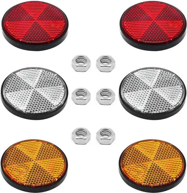 Main image of Surf turtle 6Pcs Plastic Universal Screw Mount Reflective Warning Reflector | for Motorcycle Bike