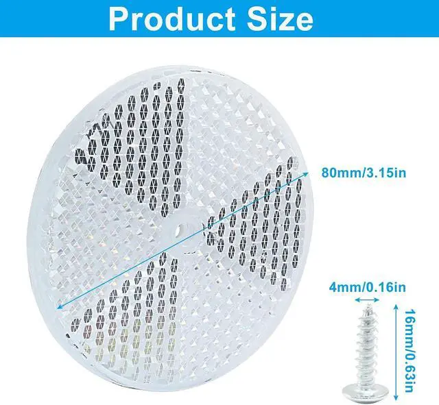 Alt view image 4 of 5 - 6 Pack White Round Reflector | Front Reflector, Mounting Screw Included, Safety Reflectors, For Driveway, Trailer, Posts