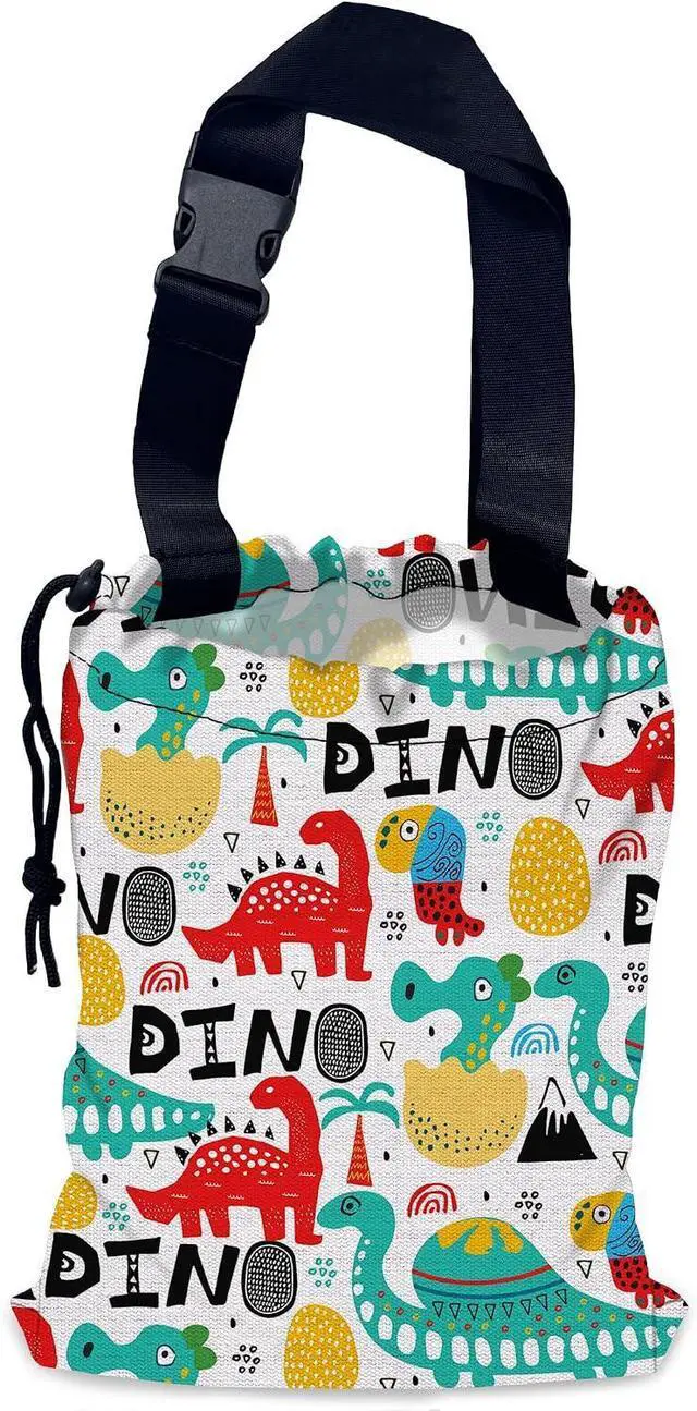 Main image of Cartoon Dinosaur Car Trash Bag,Palms Hanging Drawstring Car Garbage Bag,Waterproof Canvas Car Back Seat Organizer with Adjustable Buckle,for Vehicles,SUVs,Camping,Road Trips