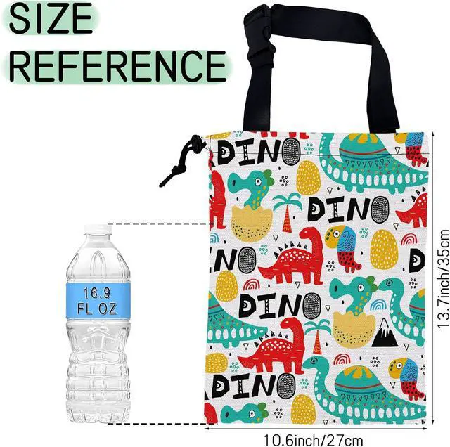 Alt view image 2 of 7 - Cartoon Dinosaur Car Trash Bag,Palms Hanging Drawstring Car Garbage Bag,Waterproof Canvas Car Back Seat Organizer with Adjustable Buckle,for Vehicles,SUVs,Camping,Road Trips