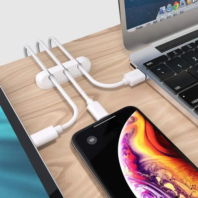 Alt view image 2 of 6 - SOULWIT Cable Holder Clips, 3-Pack Cable Management Cord Organizer Clips Silicone Self Adhesive for Desktop USB Charging Cable Nightstand Power Cord Mouse Cable Wire PC Office Home - White