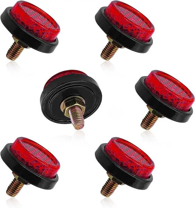 Main image of 6PCS Mini Reflector with with Bolts and Nuts Type M5 Universal Screw Tag Bolt, Round Reflector Decorative for Motorcycle, Motorcycle Bicycle Car Accessory (Red)