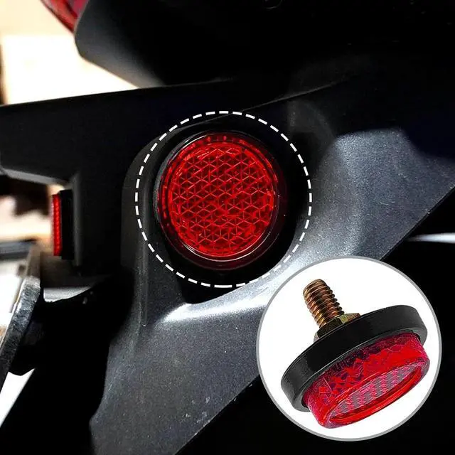 Alt view image 7 of 7 - 6PCS Mini Reflector with with Bolts and Nuts Type M5 Universal Screw Tag Bolt, Round Reflector Decorative for Motorcycle, Motorcycle Bicycle Car Accessory (Red)