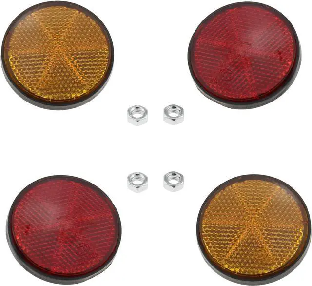 Main image of DGZZI Round Reflector 4PCS 2inch / 56mm Plastic Universal Screw Mount Reflective Warning Reflectors for Motorcycle Bike, Red and Orange