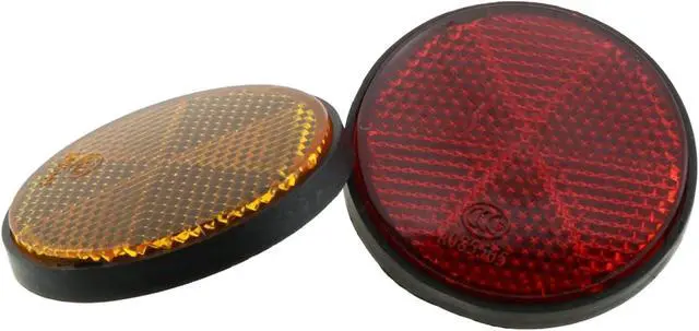Alt view image 4 of 5 - DGZZI Round Reflector 4PCS 2inch / 56mm Plastic Universal Screw Mount Reflective Warning Reflectors for Motorcycle Bike, Red and Orange