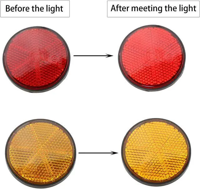 Alt view image 3 of 5 - DGZZI Round Reflector 4PCS 2inch / 56mm Plastic Universal Screw Mount Reflective Warning Reflectors for Motorcycle Bike, Red and Orange