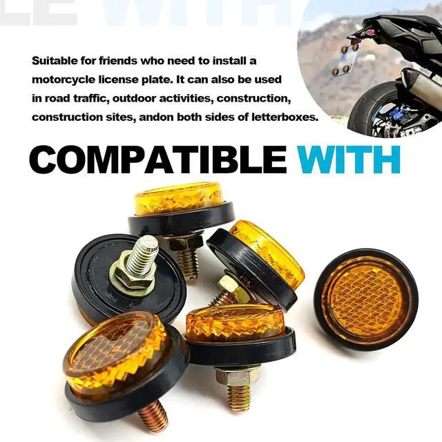 Alt view image 4 of 7 - 6 Pieces Reflectors Round Mini Decorative - Bolts and Nuts Nuts Mini Decorative M5 Screw Tag Bolt Round Reflective for Motorcycle Bike License Plate (Yellow)