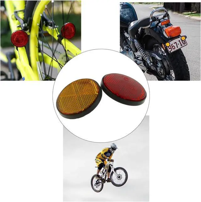 Alt view image 5 of 5 - DGZZI Round Reflector 4PCS 2inch / 56mm Plastic Universal Screw Mount Reflective Warning Reflectors for Motorcycle Bike, Red and Orange