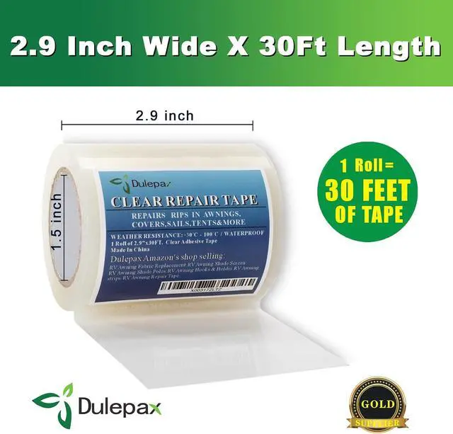 Alt view image 4 of 7 - Dulepax-Tent Repair Tape,Awning Repair Tape,Boat Covers Repair,RV Covers Repair Kit,Tarp Repair,Canvas Pctch Kit,Sail Tape Etc...1 Roll of 30FT x 2.9"