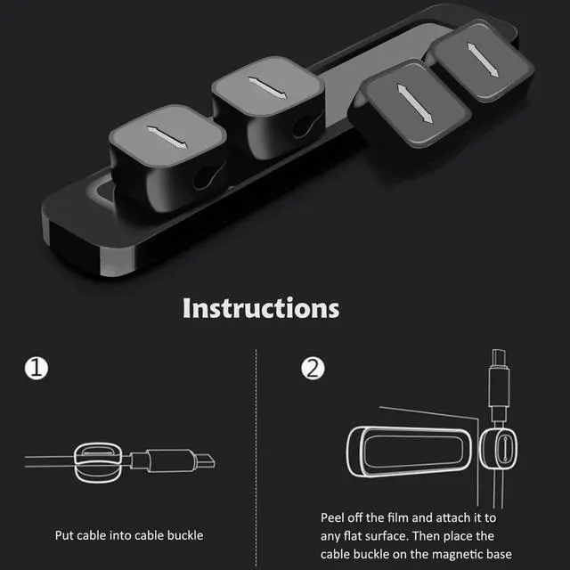 Alt view image 6 of 6 - DRM Cable Clips Organizer Magnetic Cable Management Clips Cord Organizer Self Adhesive Sticky for All Wires, Desk Wall Desktop Cord Office Home USB Cable Power Wire Mouse Cable, Black