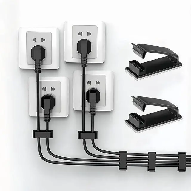 Alt view image 7 of 7 - 25packs Self Adhesive Cable Management Clips,40.5mm/1.59in Black Durable Wire Organizers Cord Holder for TV, PC, Laptop, Ethernet, Desktop, Home, and Office