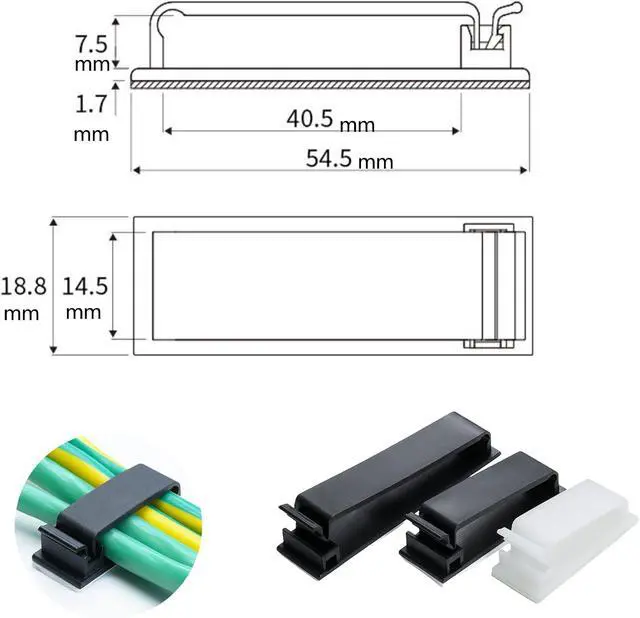 Alt view image 3 of 7 - 25packs Self Adhesive Cable Management Clips,40.5mm/1.59in Black Durable Wire Organizers Cord Holder for TV, PC, Laptop, Ethernet, Desktop, Home, and Office