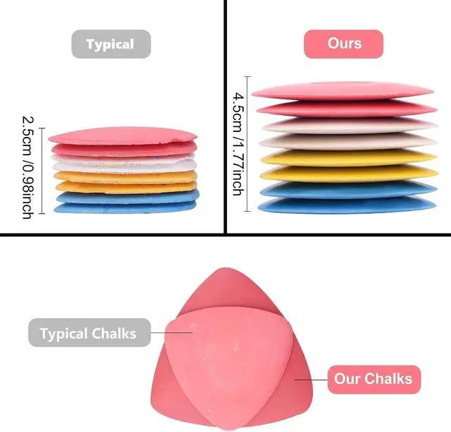 Alt view image 3 of 7 - CampTek 8 PCS Triangle Sewing Tailors Chalk, Fabric Marker for Dressmaking, Sewing Supplies Accessories- Tailor's Chalk for Precision Marking on Fabric, Assorted Colors