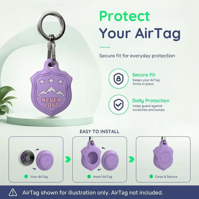Alt view image 2 of 7 - AirTag Holder Keychain, Waterproof AirTag Case with Swivel Key Ring | Compatible with Apple AirTag; stylish embossed silicone Air Tag holder keeps your AirTag secure on keys, bags and luggage