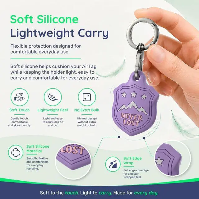 Alt view image 4 of 7 - AirTag Holder Keychain, Waterproof AirTag Case with Swivel Key Ring | Compatible with Apple AirTag; stylish embossed silicone Air Tag holder keeps your AirTag secure on keys, bags and luggage