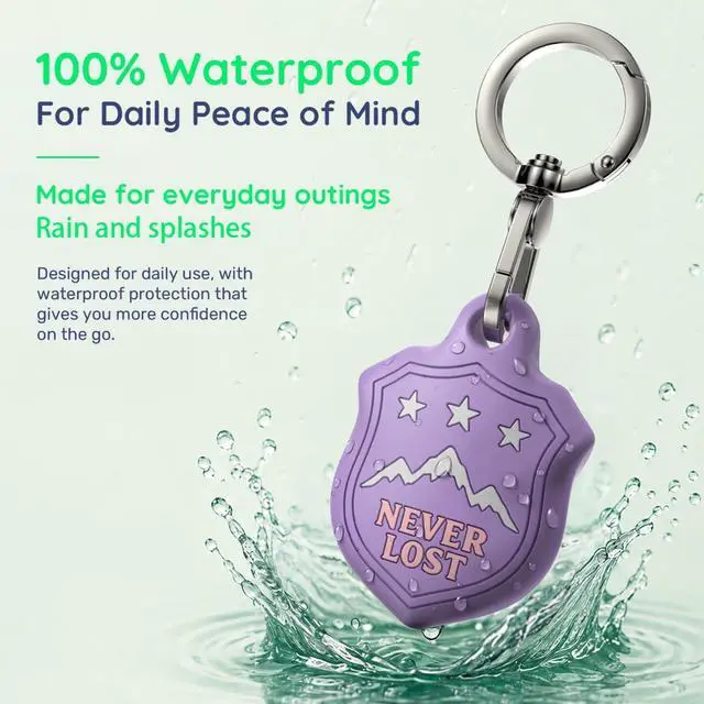 Alt view image 6 of 7 - AirTag Holder Keychain, Waterproof AirTag Case with Swivel Key Ring | Compatible with Apple AirTag; stylish embossed silicone Air Tag holder keeps your AirTag secure on keys, bags and luggage