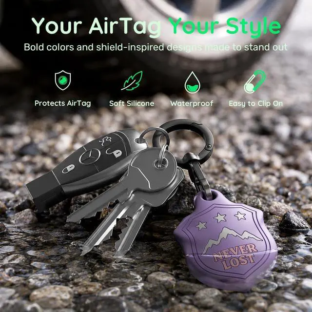 Alt view image 3 of 7 - AirTag Holder Keychain, Waterproof AirTag Case with Swivel Key Ring | Compatible with Apple AirTag; stylish embossed silicone Air Tag holder keeps your AirTag secure on keys, bags and luggage