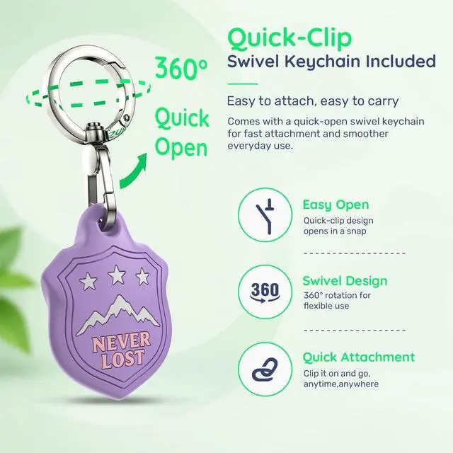 Alt view image 5 of 7 - AirTag Holder Keychain, Waterproof AirTag Case with Swivel Key Ring | Compatible with Apple AirTag; stylish embossed silicone Air Tag holder keeps your AirTag secure on keys, bags and luggage