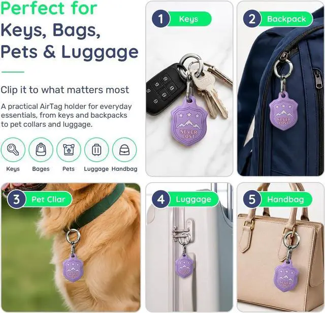 Alt view image 7 of 7 - AirTag Holder Keychain, Waterproof AirTag Case with Swivel Key Ring | Compatible with Apple AirTag; stylish embossed silicone Air Tag holder keeps your AirTag secure on keys, bags and luggage